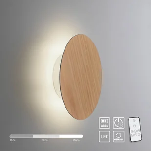 Paul Neuhaus Kinkiet LED na baterię Puntua Ø 18 cm o wyglądzie drewna - Lampy ścienne - miniaturka - grafika 5