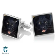 Spinki do mankietów i krawatów - Spinki do mankietów Czarna Pantera PS-163B - miniaturka - grafika 1