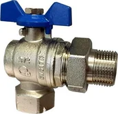 Zawory i kraniki - Diamond zawór kulowy kątowy 1" ze śrubunkiem PN30 DIAMOND niebieski motylek - miniaturka - grafika 1