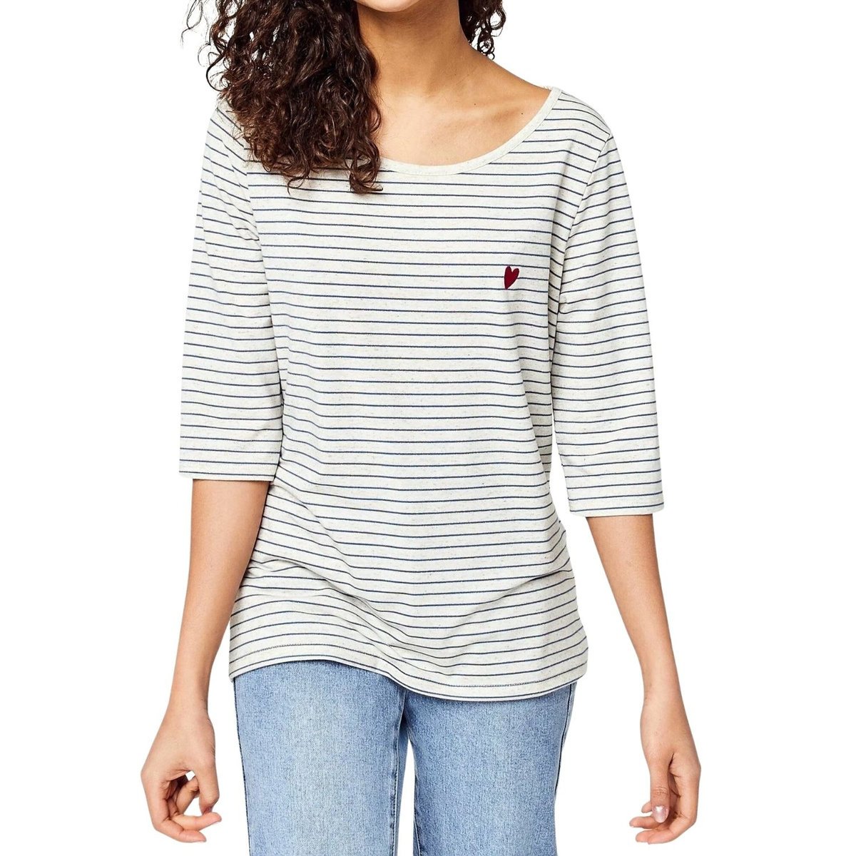 Bluzka damska Vila Staryl 3/4 w paski z lnem-S