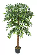 Sztuczne drzewka - GreenBrokers Wysokiej jakości sztuczne drzewo figowe w czarnej doniczce do dekoracji wewnątrz i na zewnątrz, odporne na promieniowanie UV, 160 cm - miniaturka - grafika 1