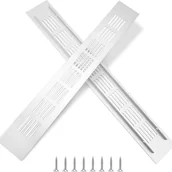 Kratki wentylacyjne - Kratka wentylacyjna aluminiowa z wkrętami do wentylacji szaf i pomieszczeń, 35 x 5 cm, srebrna, 2 sztuki - miniaturka - grafika 1