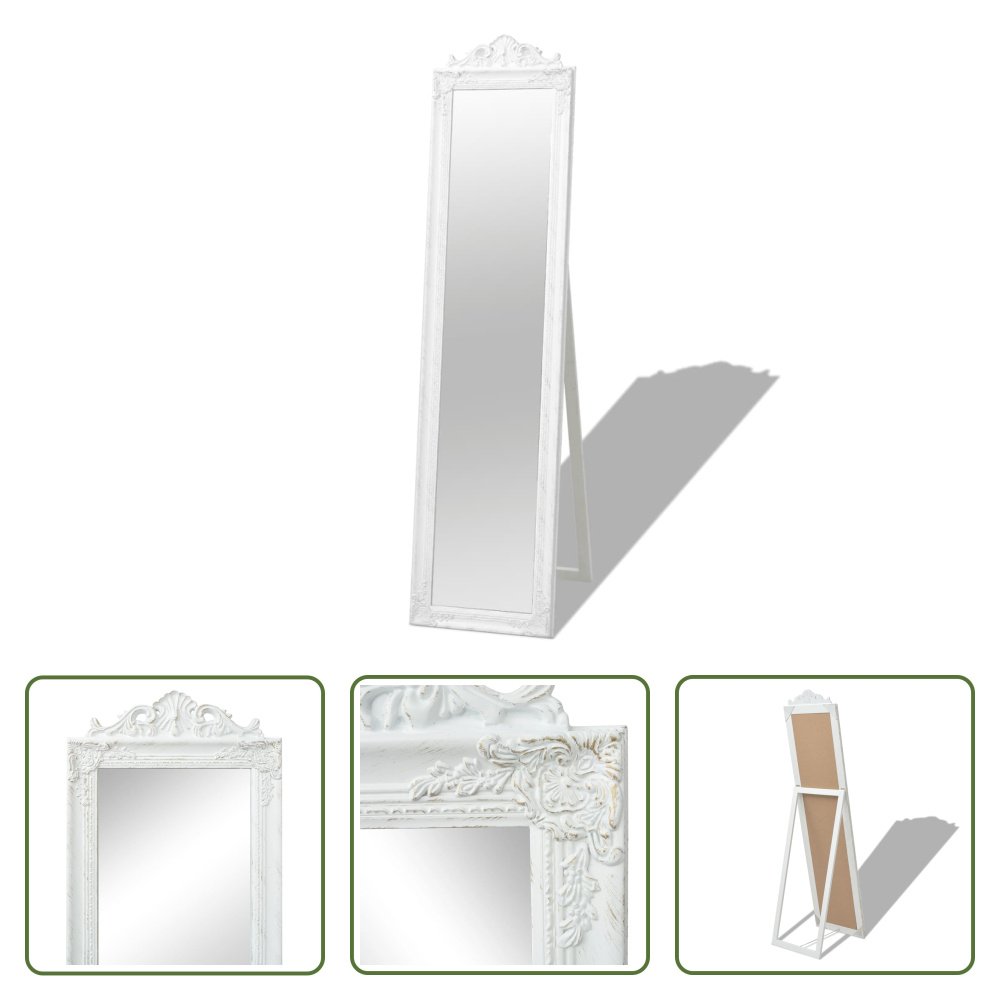 Living Store Lustro stojące w stylu barokowym 160x40 cm białe