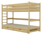 Łóżka dla dzieci i młodzieży - Drewniane piętrowe łóżko z szufladami dla dzieci naturalne Tifi 5X - 5 rozmiarów - miniaturka - grafika 1
