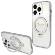 Szkła hartowane na telefon - Guess GUHMP15XHRSGSD iPhone 15 Pro Max 6.7" przezroczysty/transparent hardcase Ring Stand Script Glitter MagSafe - miniaturka - grafika 1