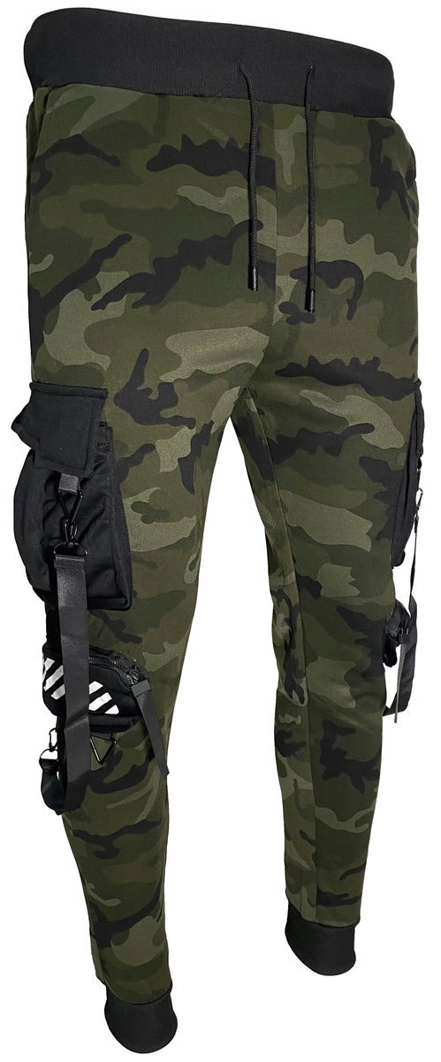 Spodnie dresowe bojówki moro zielone r.M