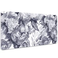 Podkładki na biurko - Mata na biurko Szare duże kwiaty 100x50 cm - miniaturka - grafika 1