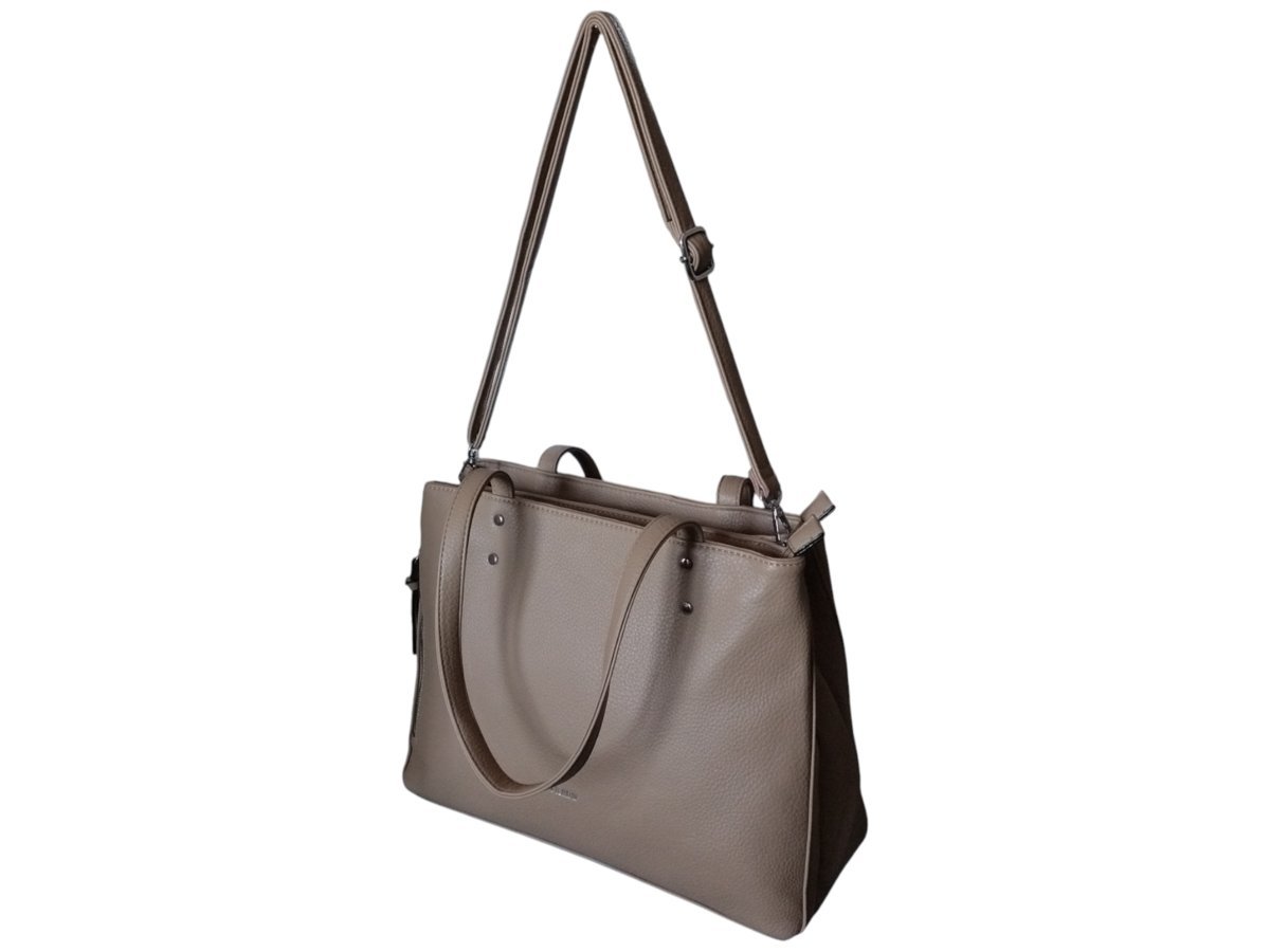 Torebka Damska Shopper, Kolor Taupe Cappuccino, Skóra Ekologiczna Miejska