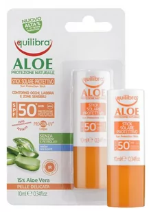 Equilibra Sun Stick Aloe Vera SPF 50+ UVA UVB IR 10ml (8000137016723) - Balsamy i kremy do opalania - miniaturka - grafika 1