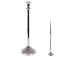 Świeczniki - Świecznik na długą świeczkę aluminiowy srebrny 40 cm - miniaturka - grafika 1