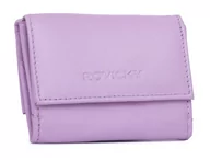 Portfele - Portfel skórzany damski Rovicky na zatrzask klasyczna portmonetka na karty i gotówkę, fioletowy - miniaturka - grafika 1