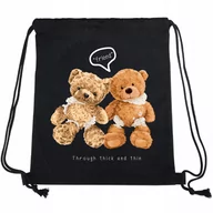 Plecaki szkolne i tornistry - PLECAK WOREK Czarny Bawełniany Mocny FRIEND Wzory - miniaturka - grafika 1