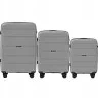 Walizki - Zestaw walizek podróżnych Wings Hawfinch 3.0, 3 szt., polipropylen, szary, twarde, 4 kółka, zamek szyfrowy, kolekcja Strong - miniaturka - grafika 1