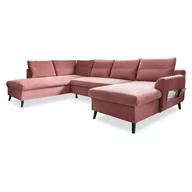 Narożniki - Różowa aksamitna rozkładana sofa w kształcie litery "U" Miuform Stylish Stan, lewostronna - miniaturka - grafika 1