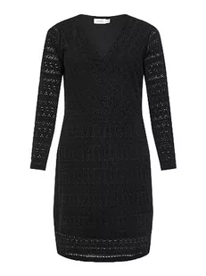 VILA EVOKED BY VILA Damska sukienka VICHIKKA dekolt w serek L/S sukienka/CUR-NOOS z koronki, czarna, 50 - Sukienki - miniaturka - grafika 1