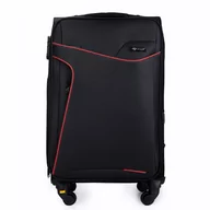Walizki - Średnia walizka miękka M Solier STL1651 czarno-czerwona - miniaturka - grafika 1