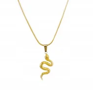 Łańcuszki - Naszyjnik Z Wężem Wąż Łańcuszek Stylowy STAL CHIRURGICZN Pozłacana 18K - miniaturka - grafika 1