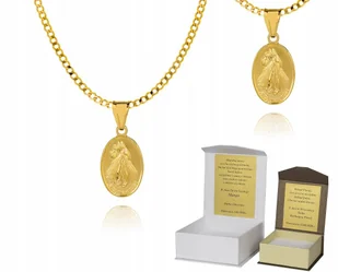 Złoty łańcuszek srebro Medalik Jezus Miłosierny 55 cm DEDYKACJA P4M24 - Biżuteria dla dzieci - miniaturka - grafika 1