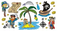 Naklejki na ścianę - Naklejki na ścianę dla dzieci - zestaw Piraci 5, 100x50 cm - miniaturka - grafika 1