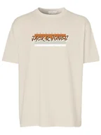 Koszulki męskie - Jack & Jones Koszulka w kolorze beżowym - miniaturka - grafika 1