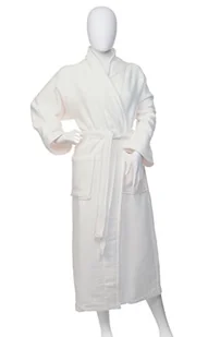 Superior 100% bawełniany szlafrok z podszewką z frotte i kołnierzem szalikowym, ponadwymiarowy unisex szlafroki kąpielowe hotelowe i spa dla kobiet i mężczyzn - duży, kremowy - Apaszki i szaliki męskie - miniaturka - grafika 1