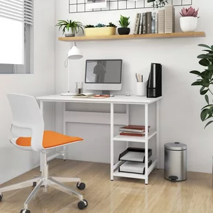 shumee Biurko komputerowe białe 105x55x72 cm MDF i metal - Biurka - miniaturka - grafika 1