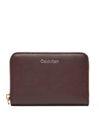 Portfele - Calvin Klein Duży Portfel Damski Foil Logo Medium Zip Around LV04F1091G Bordowy - miniaturka - grafika 1