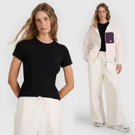 Koszulki i topy damskie - Koszulka Damska 4F T-shirt Slim Fit Gładki Czarna 4FWMM00TTSHF2255 M - miniaturka - grafika 1