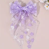 Ozdoby do włosów - TEMU 1 Szt. Elegancki Wąsik Z Kwiatami Dla Kobiet - Średnia Kwadratowa Wąska Z Fioletowymi I Białymi Kwiatami, Antypoślizgowa, Idealny Akcesorium Do - miniaturka - grafika 1