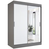 Szafy - Szafa przesuwna antracyt + biały 150 cm biały połysk K8-H24 - miniaturka - grafika 1