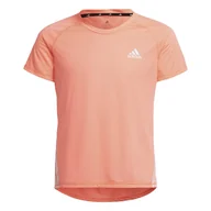 Odzież sportowa dziecięca - Koszulka z krótkim rękawem dla dzieci Adidas Aeroready Three Stripes Łosoś - miniaturka - grafika 1