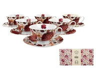 Filiżanki - DUO Gift, 6 filiżanek royal ze spodkami, SPRING ROSES WHITE - miniaturka - grafika 1