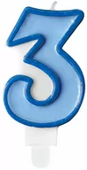 Urodziny dziecka - Świeczka cyferka trójka 3 błękitna - 1 szt. - miniaturka - grafika 1