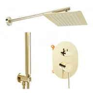Zestawy prysznicowe - Rea Oval zestaw prysznicowy podtynkowy z deszczownicą złoty REA-P8466 - miniaturka - grafika 1