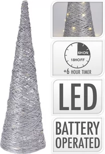 Choinka świąteczna rattanowa 20 LED dekoracyjna w kolorze srebrnym 40 cm - Oświetlenie świąteczne - miniaturka - grafika 1