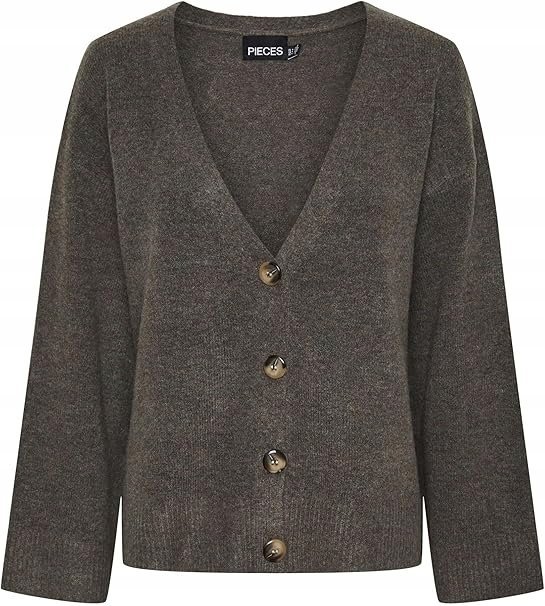 PIECES SWETER DAMSKI BRĄZOWY WZÓR MELANŻ M XQA