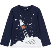 Moda i Uroda OUTLET - T-shirt z długim rękawem dla chłopca, z rakietą, granatowy 9-13 lat - miniaturka - grafika 1