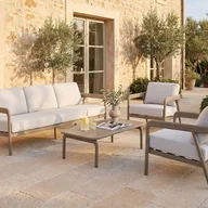 Meble ogrodowe - Zestaw mebli ogrodowych z aluminium: kanapa 3-osobowa, 2 fotele i stolik kawowy - Taupe - ZAYORA od MYLIA - miniaturka - grafika 1