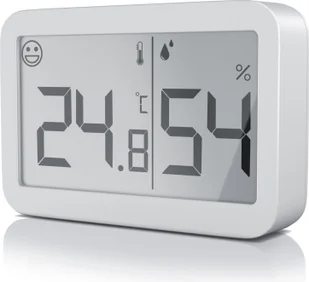 BEARWARE - Termometr higrometr cyfrowy wewnętrzny - temperatura i wilgotność - symbole komfortu - łatwy odczyt - wyświetlacz LCD - w zestawie bateria oraz magnes i pasek samoprzylepny - biały - Stacje pogodowe - miniaturka - grafika 1