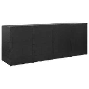 vidaXL Osłona na 4 kosze na śmieci, czarna, 305x78x120 cm, rattan PE vidaXL - Kosze na śmieci - miniaturka - grafika 1
