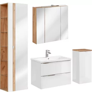 Zestaw Mebli do Łazienki Set 80 cm Capri White Comad Biały, Dąb Craft Złoty - Meble łazienkowe - miniaturka - grafika 1