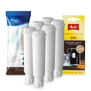 Zestaw MELITTA filtr Aqualogis AL-TES46 6szt, Tabletki Czyszczące Perfect Clean 4szt - Akcesoria i części do ekspresów do kawy Zestaw MELITTA filtr Aqualogis AL-TES46 6szt, Tabletki Czyszczące Perfect Clean 4szt - Akcesoria i części do ekspresów do kawy - miniaturka - grafika 1