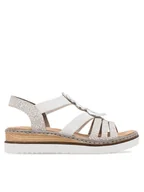 Sandały damskie - Rieker Sandały 679L4-80 Biały - miniaturka - grafika 1
