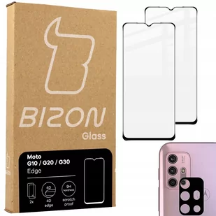 Bizon Szkło hartowane Glass Edge - 2 sztuki + ochrona na obiektyw, Moto G10 / G20 / G30, czarne BGEMG30 - Szkła hartowane na telefon - miniaturka - grafika 1