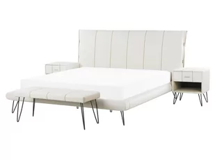 Beliani Zestaw mebli do sypialni ekoskóra 160 x 200 cm biały BETIN - Meblościanki - miniaturka - grafika 1