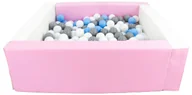 Suche baseny - Kwadratowy suchy basen z ekoskóry z 300 piłeczkami (biały, różowy (pastel)/biały, jasnoniebieski, szary) - miniaturka - grafika 1