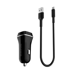 Borofone - ładowarka samochodowa 2x USB kabel Lightning w zestawie, czarny - Ładowarki samochodowe - miniaturka - grafika 2
