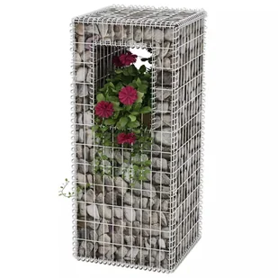 vidaXL Kosz gabionowy kolumna - donica, 50x50x120 cm - Akcesoria do ogrodzeń - miniaturka - grafika 6