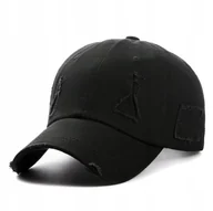 Czapki i chusty sportowe męskie - Czapka Z Daszkiem Bejsbolówka Czarna Przetarcia - miniaturka - grafika 1
