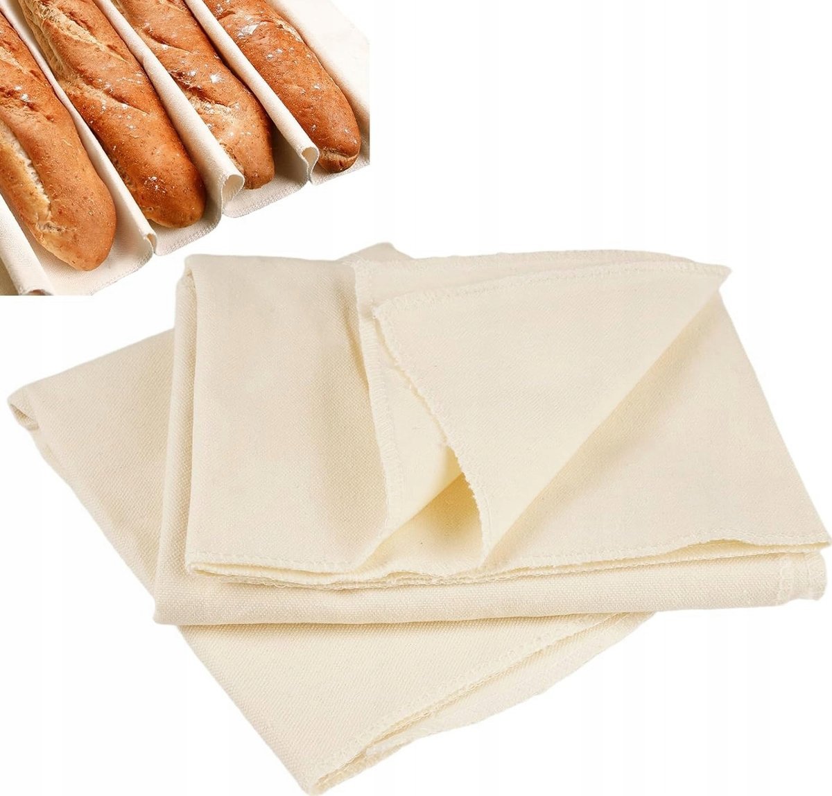 PŁÓTNO PIEKARNICZE 3 SZTUKI 75X45CM NATURALNE RĘCZNIK BAWEŁNIANY CIASTO